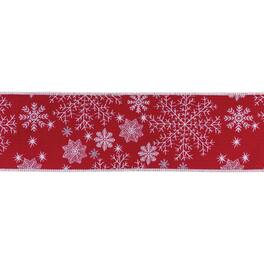 BreeBe - Festive Snowflake Ribbon 4" x 5 yds - Red, White
