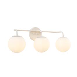 Jonathan Y - Louis Parisian Globe 25" 3-Light Metal/Frosted Glass Modern Contemporary LED Vanity Light - Almond