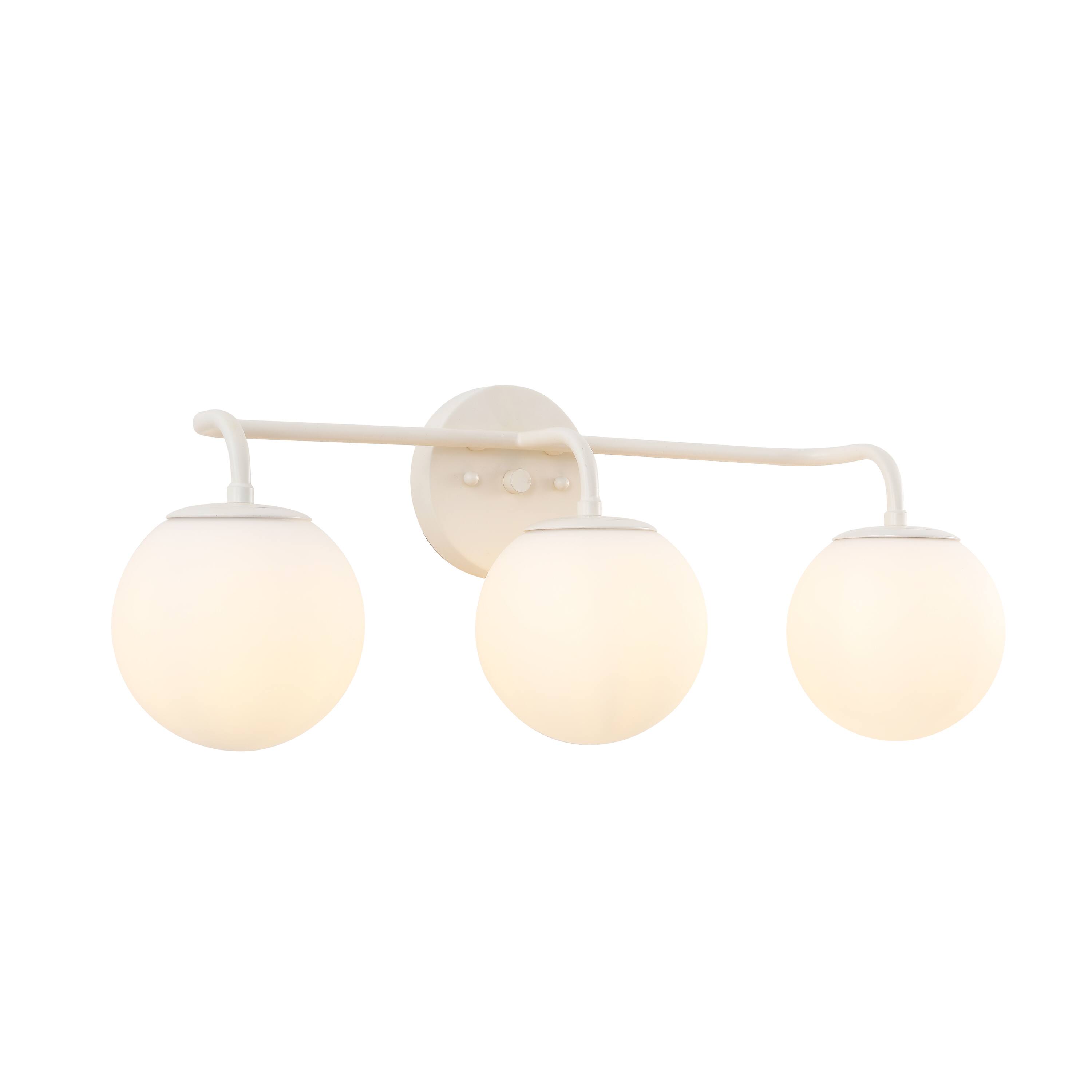 Front. Jonathan Y - Louis Parisian Globe 25" 3-Light Metal/Frosted Glass Modern Contemporary LED Vanity Light, Almond - Almond.