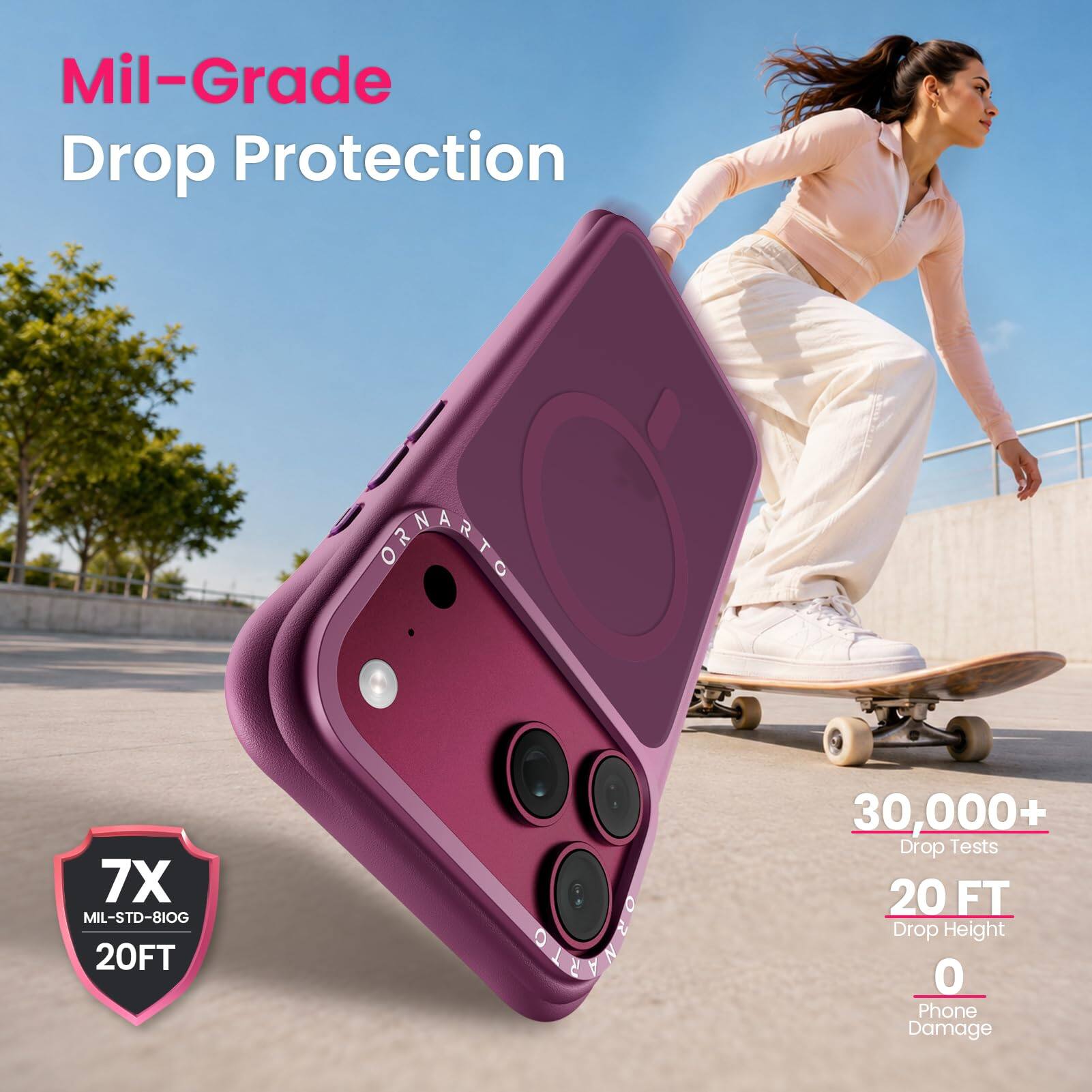 Mil-Grade Drop Protection

7X MIL-STD-810G 20FT

30,000+ Drop Tests

20 FT Drop Height

0 Phone Damage