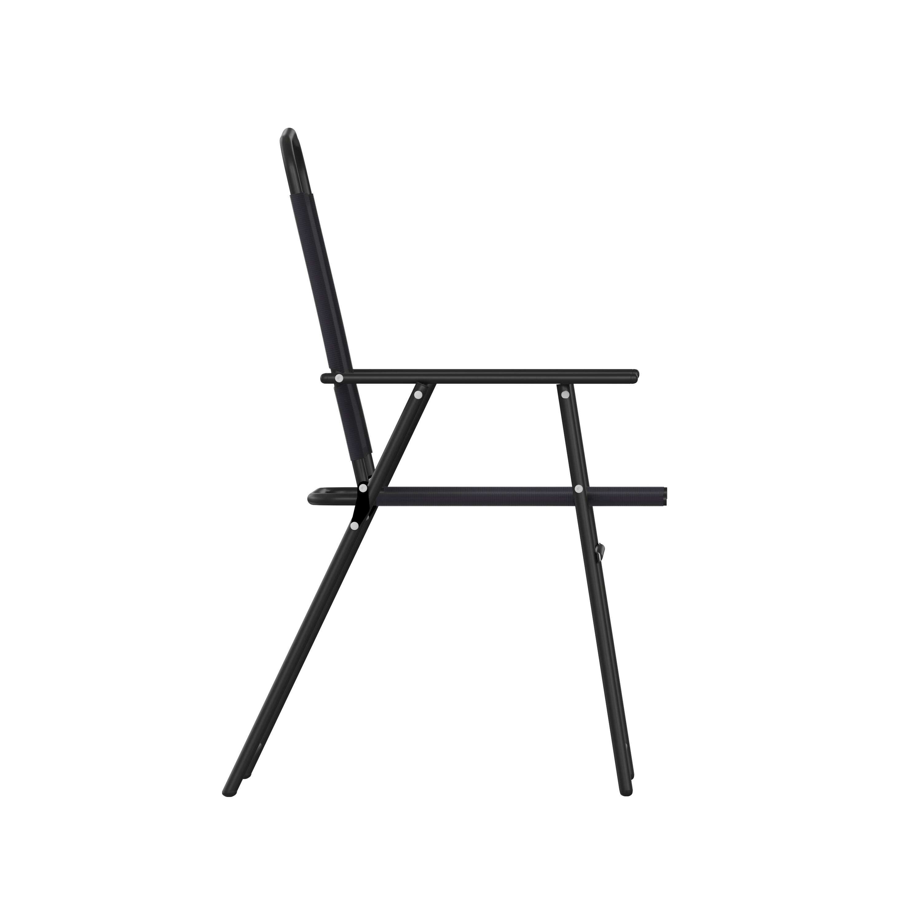 Alt View 10. Emma + Oliver - Munroe Set of 4 Textilene Folding Sling Style Patio Chairs with Armrests - Black.