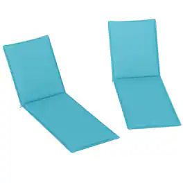 Outsunny - Outdoor Lounge Chair Cushion Set of 2, UPF50+ 200gsm Fabric and 25D High-Density Foam - Light Blue