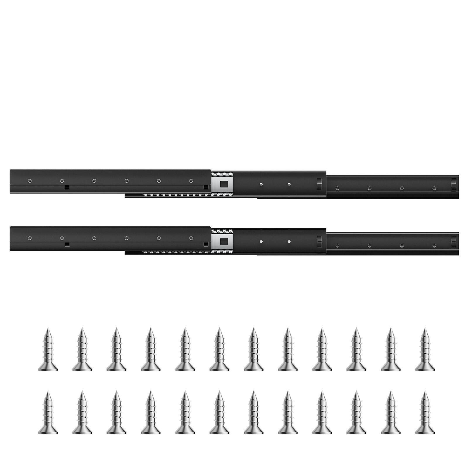 Alt View 5. VEVOR - Undermount Drawer Slides, 16 inch, Full Extension Ball Bearing Under Stair Cabinet Rails, 260 LB Load Capacity - Black.