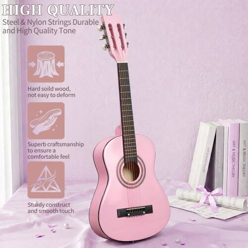 HIGH QUALITY  
Steel & Nylon Strings Durable and High Quality Tone  
Hard solid wood, not easy to deform  
Superb craftsmanship to ensure a comfortable feel  
Sturdy construct and smooth touch
