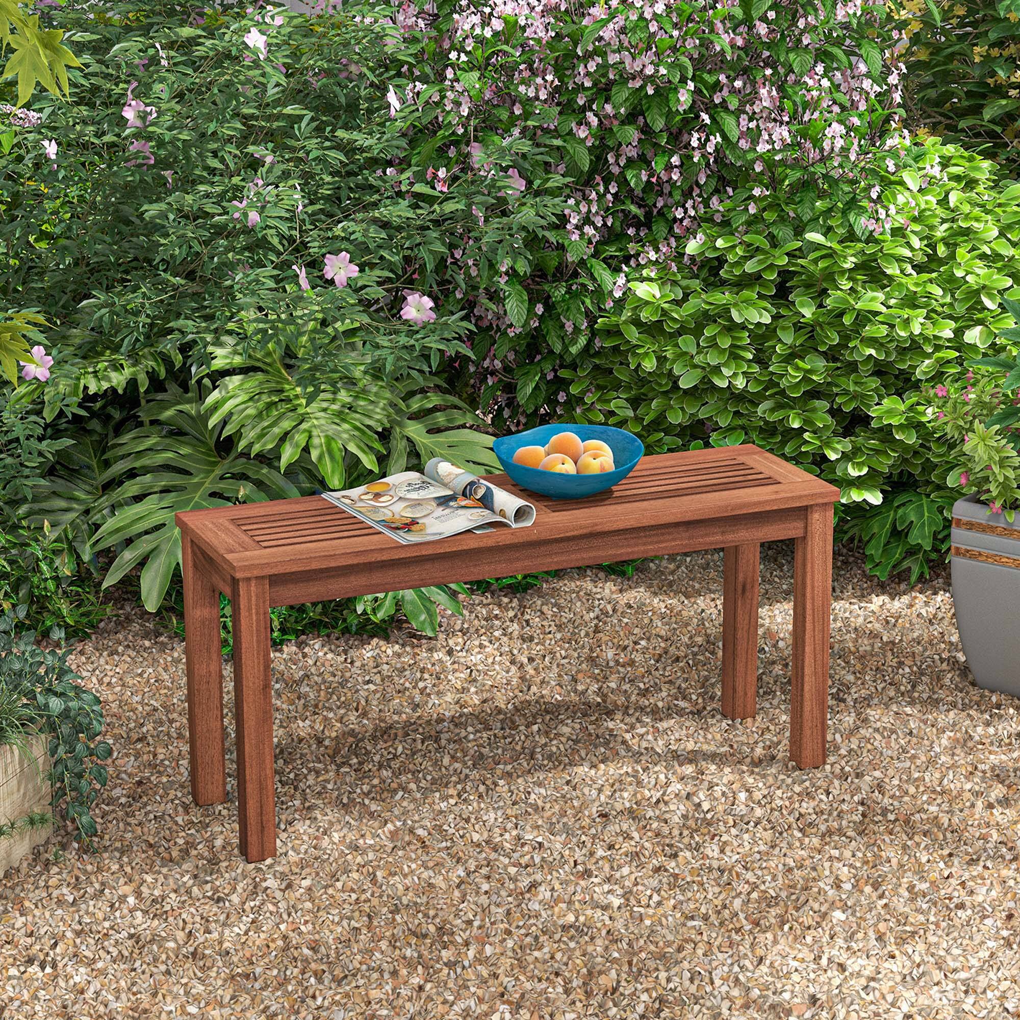 Alt View 1. Costway - Costway Patio Backless Bench 2-Seater Outdoor Dining Bench Solid Wood Garden Backyard - Natural.