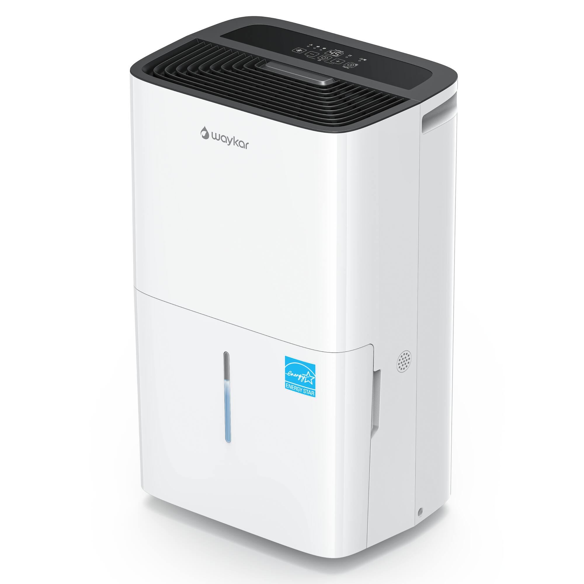 Waykar - 80 Pint Energy Star Dehumidifier with Bucket and Auto Defrost 5,000 Sq. Ft. for Bedroom and Basement - White