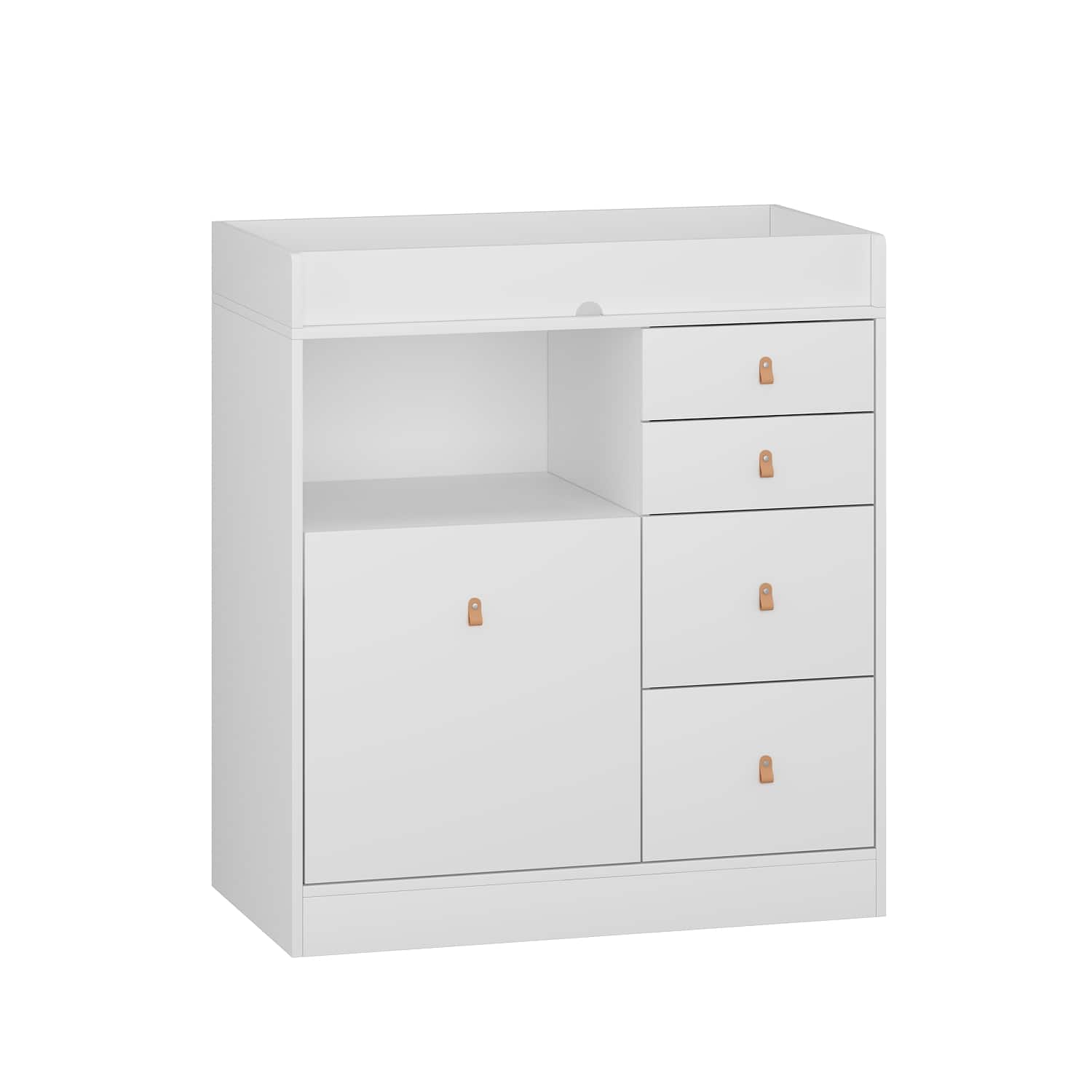 FUFU & GAGA - FUFU&GAGA Changing Table Dresser Spacious Storage Cabinet & Anti - Tip Safe Nursery Essential - White