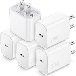 MOSZAR LLC - 5 piece USB C charging block, Type-C charging blocks, 20W PD quick fast - C-White