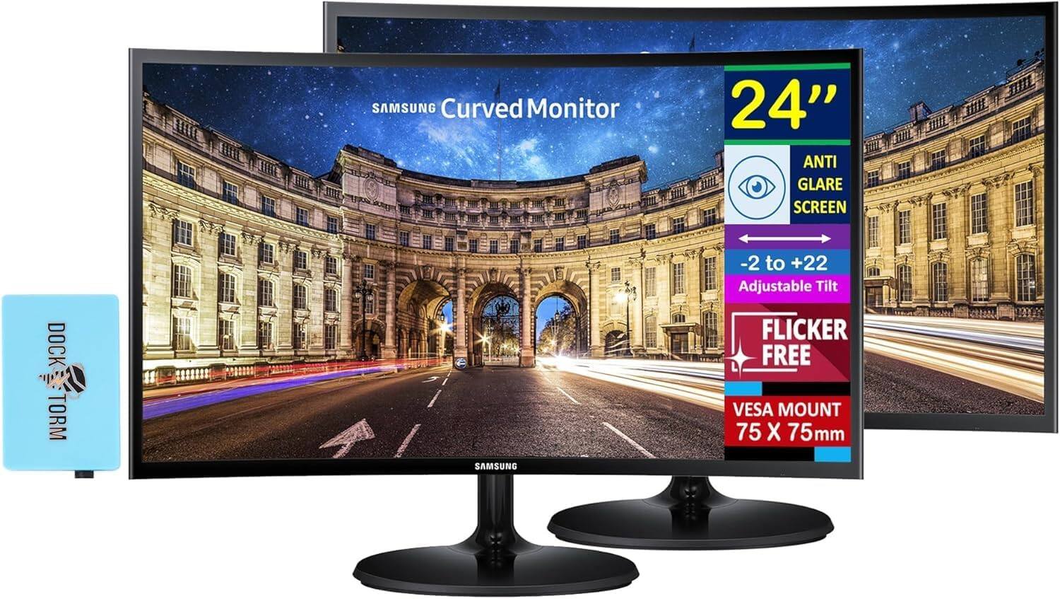 SAMSUNG Curved Monitor 24"  
ANTI GLARE SCREEN  
-2 to +22 Adjustable Tilt  
FLICKER FREE  
VESA MOUNT 75 x 75mm