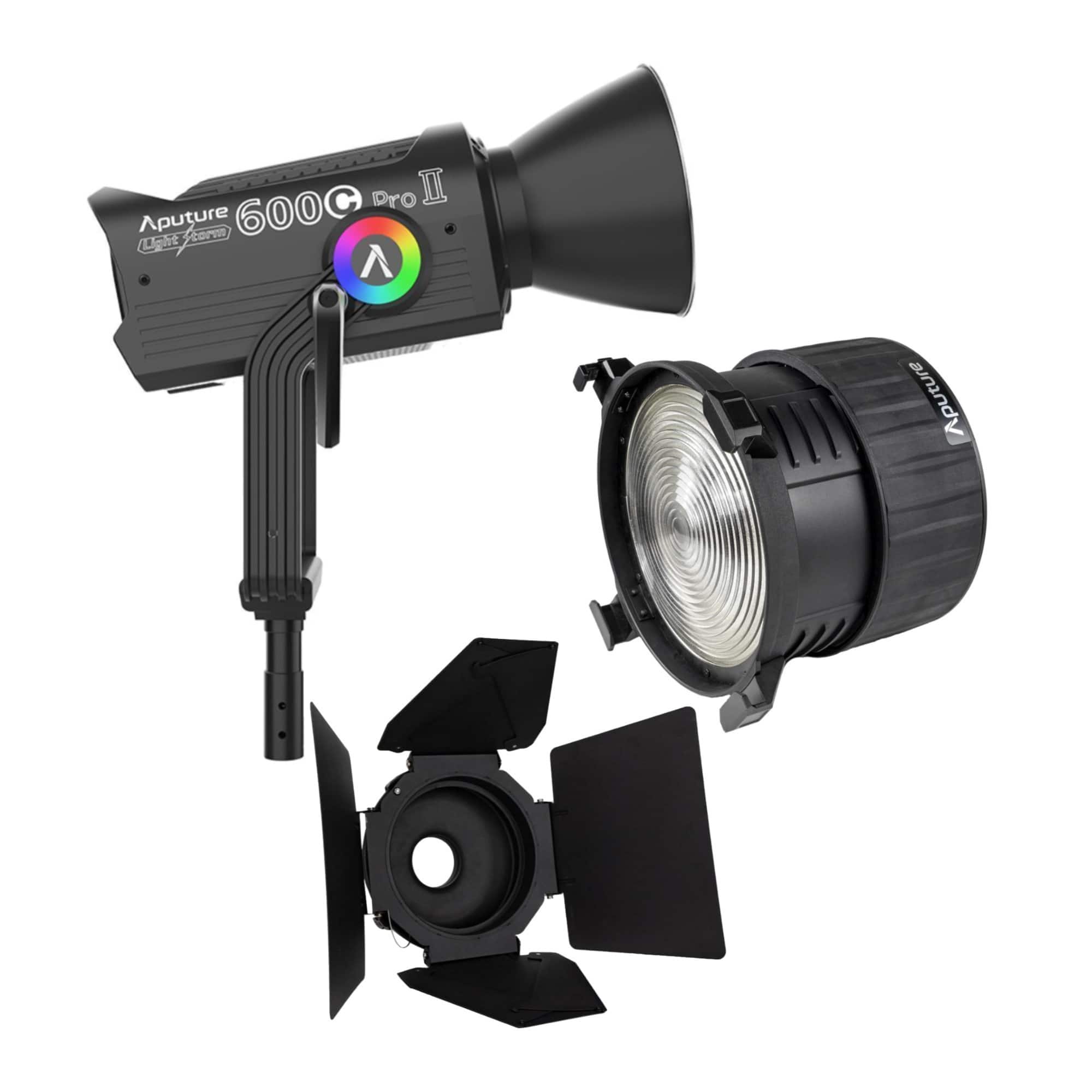 LS 600c Pro II RGB LED Monolight (V-Mount), Aputure F10 Barndoors, and Aputure F10 Fresnel