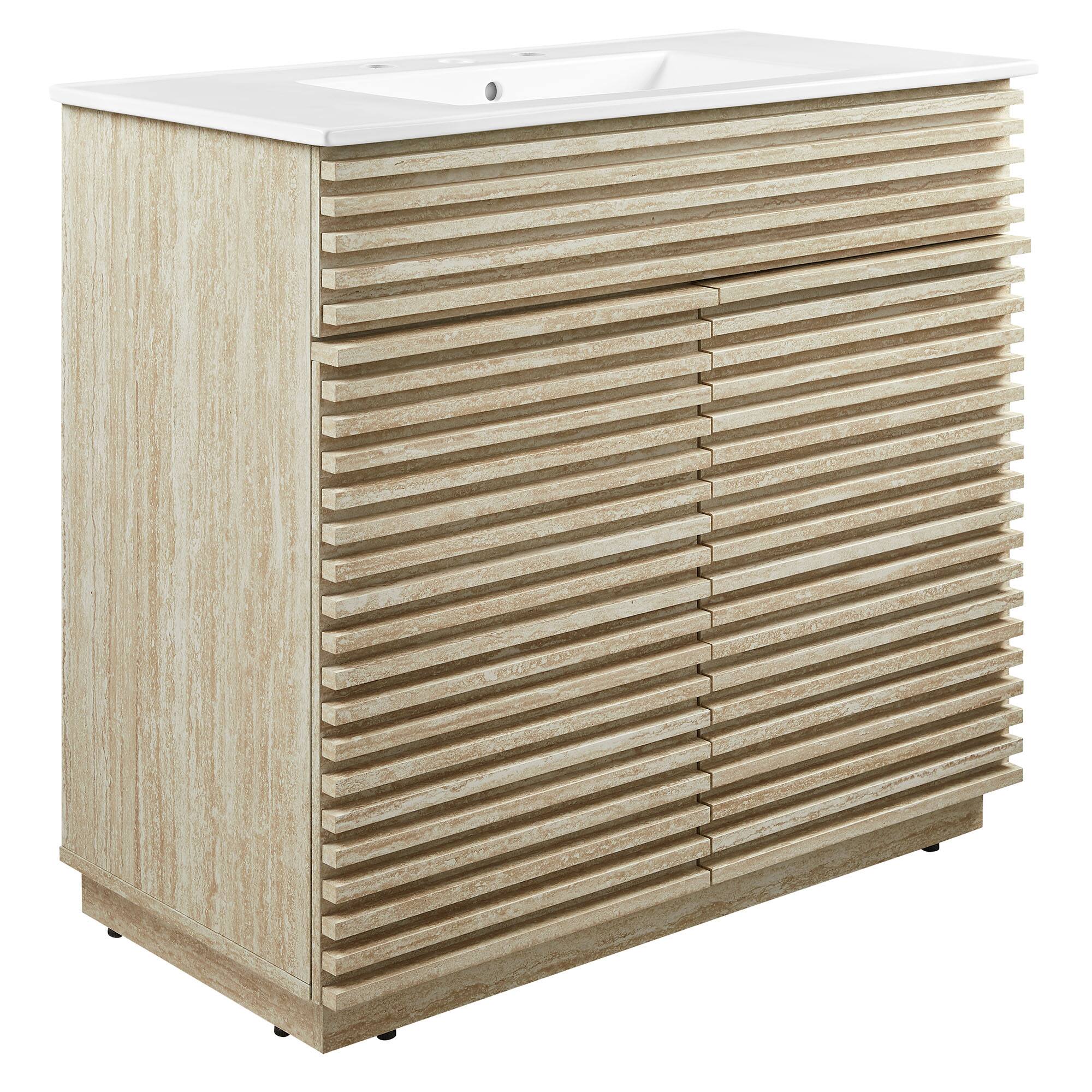 Angle. Modway - Render 30" and 36" Bathroom Vanities with White Basin Included by Modway - White.