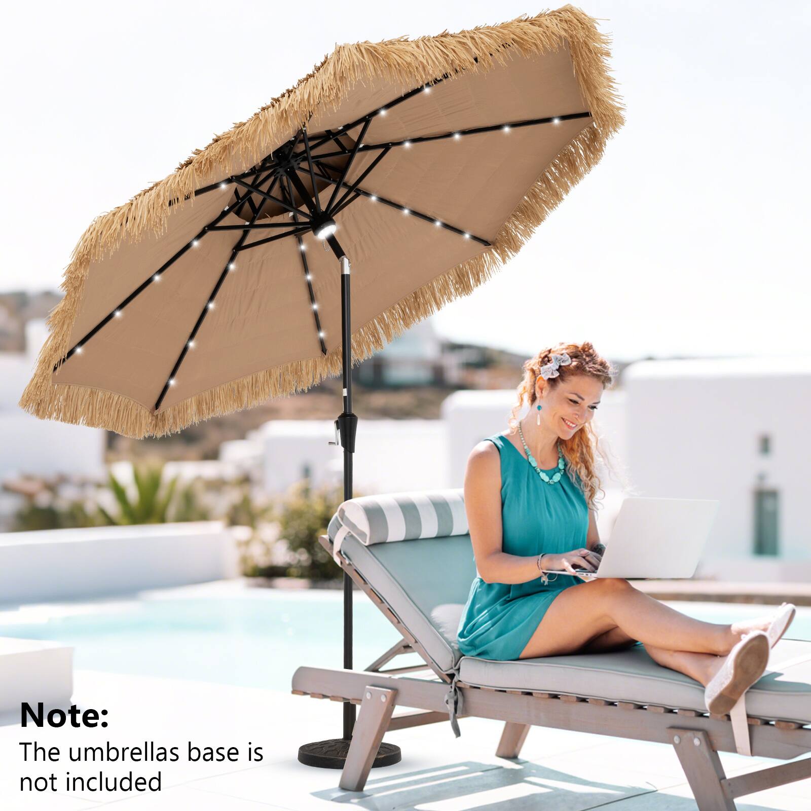 Note:  
The umbrella's base is not included