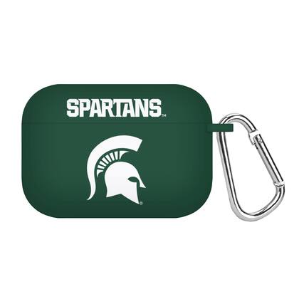 Front. Affinity Bands - Green Michigan State Spartans Silicone AirPods Pro Case Cover - Green.
