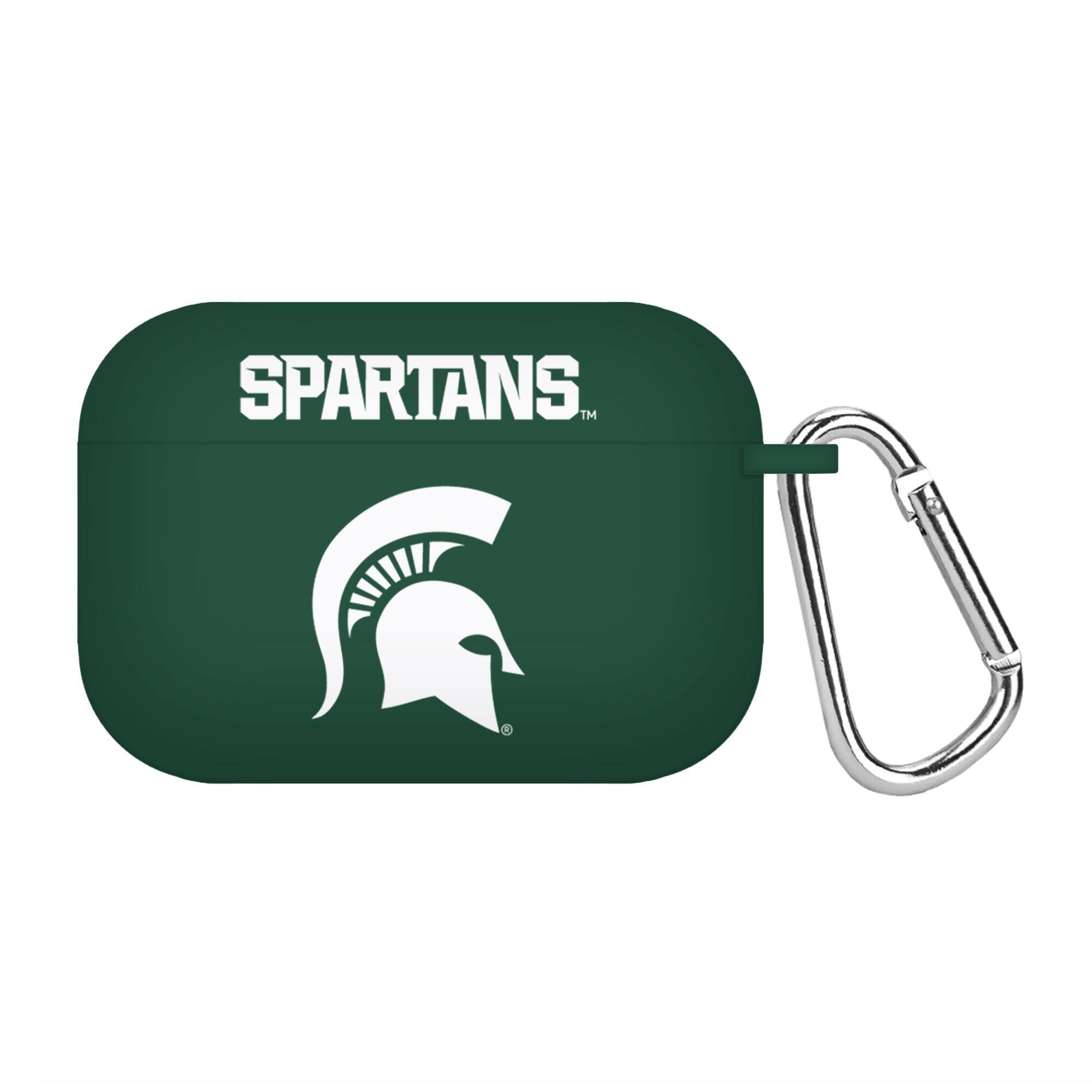 Front. Affinity Bands - Green Michigan State Spartans Silicone AirPods Pro Case Cover - Green.
