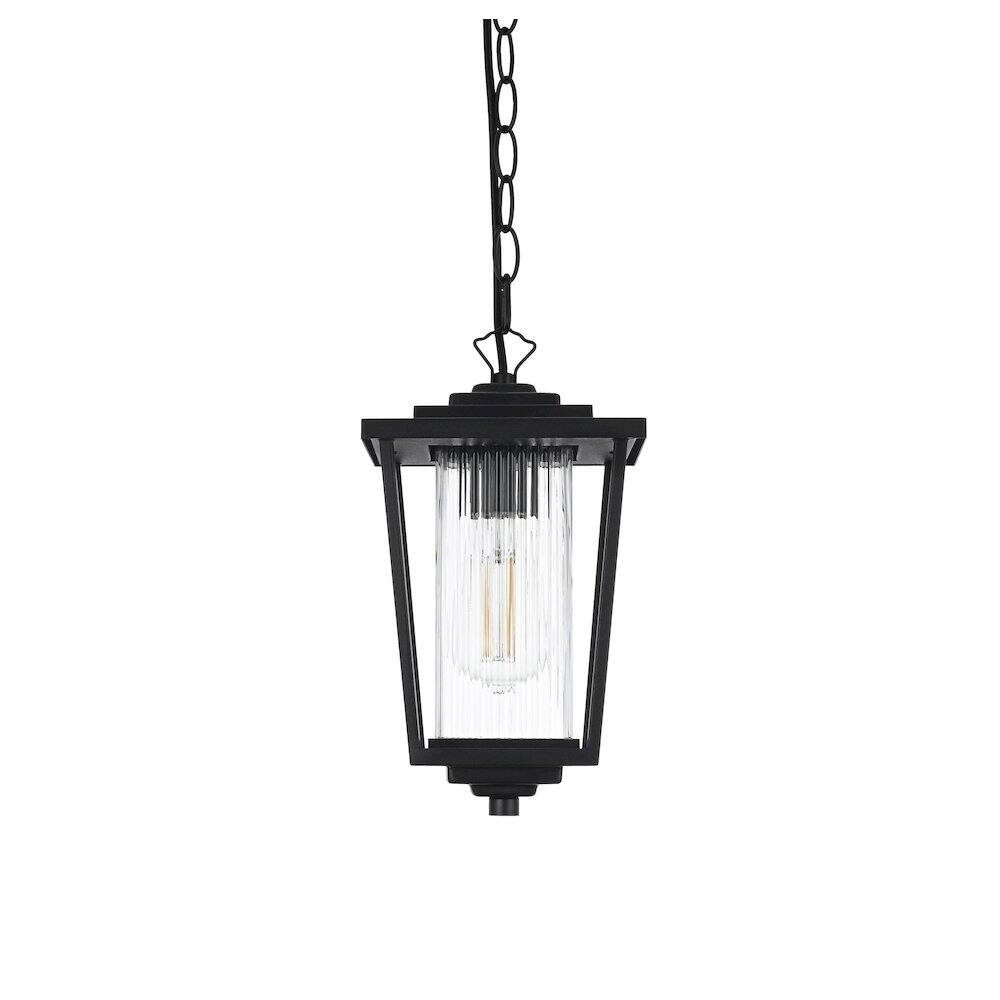 Left. Elegant Lighting - York 7 inch Outdoor Pendant in Black - Black.