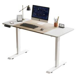 Boyel Living - 55"×24" &Oak Electric Standing Desk Height Adjustable Desk for Home and Office Computer Table Gaming Desk - White