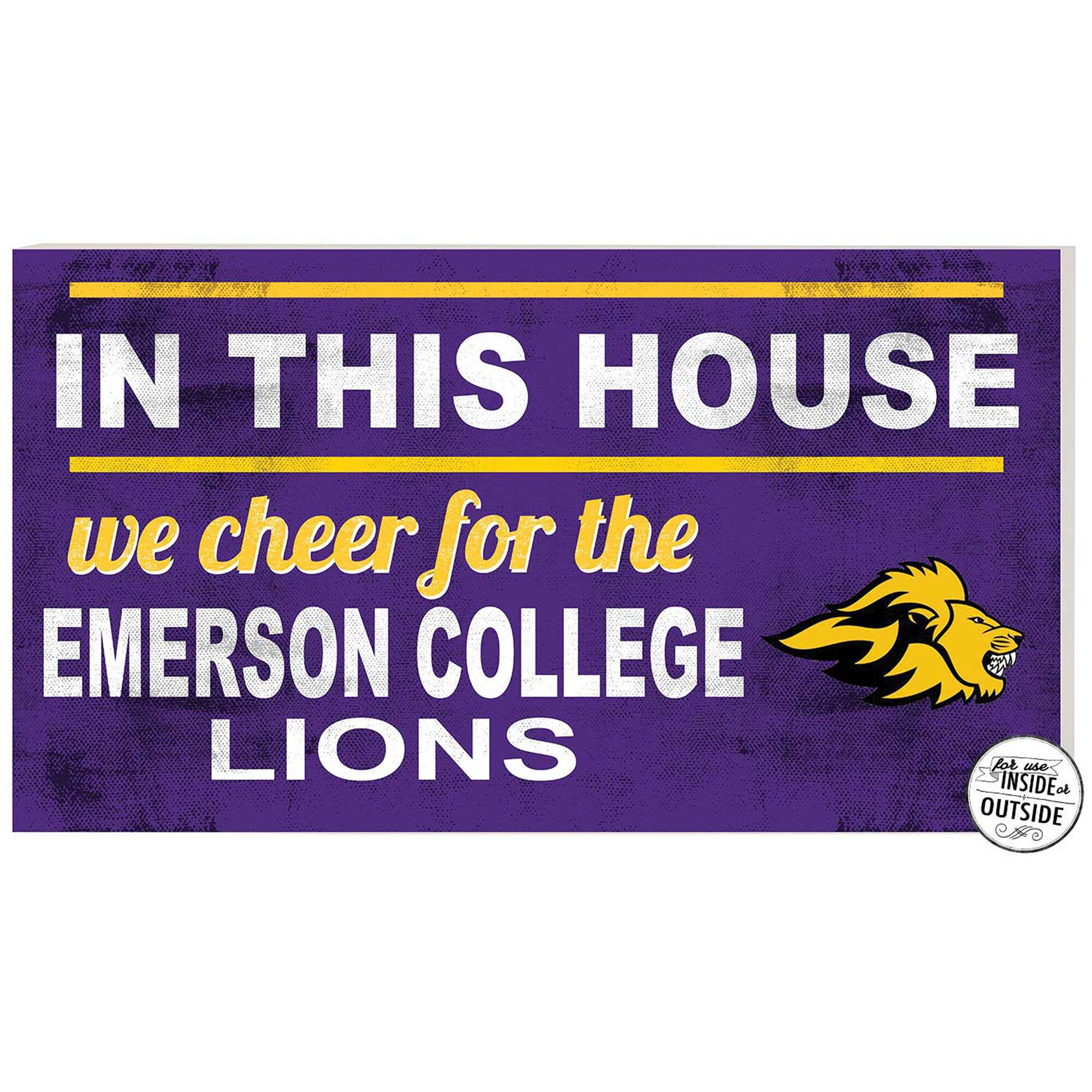 Purple Emerson College Lions 11'' x 20'' Indoor/Outdoor In This House Sign