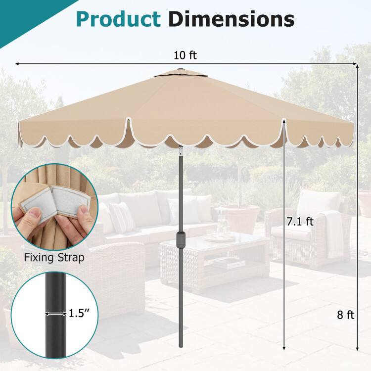 Product Dimensions: 10 ft x 7.1 ft  
Fixing Strap: 1.5"  
8 ft