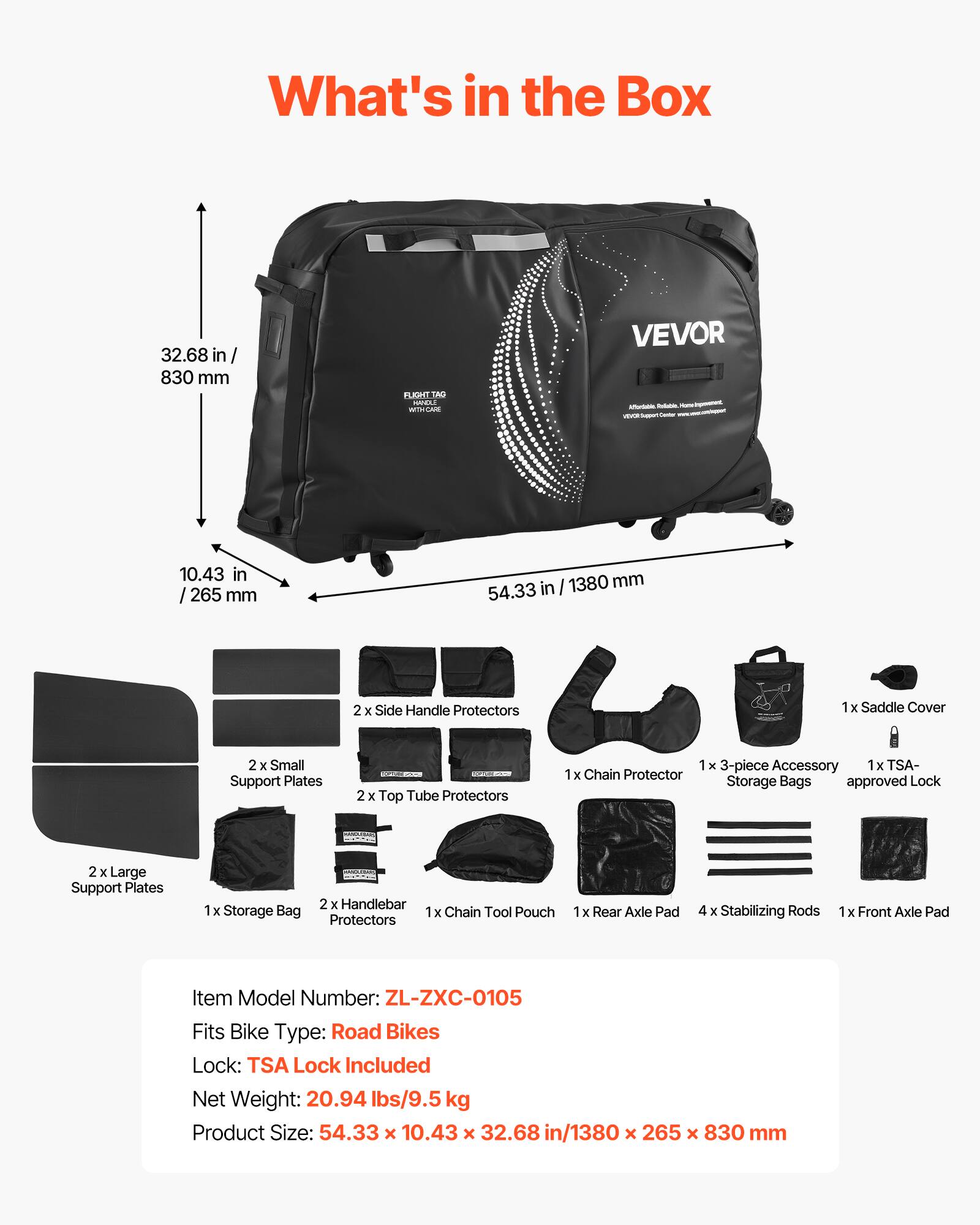 VEVOR Bike Travel Bag, Transport Universal Bicycle Storage Case