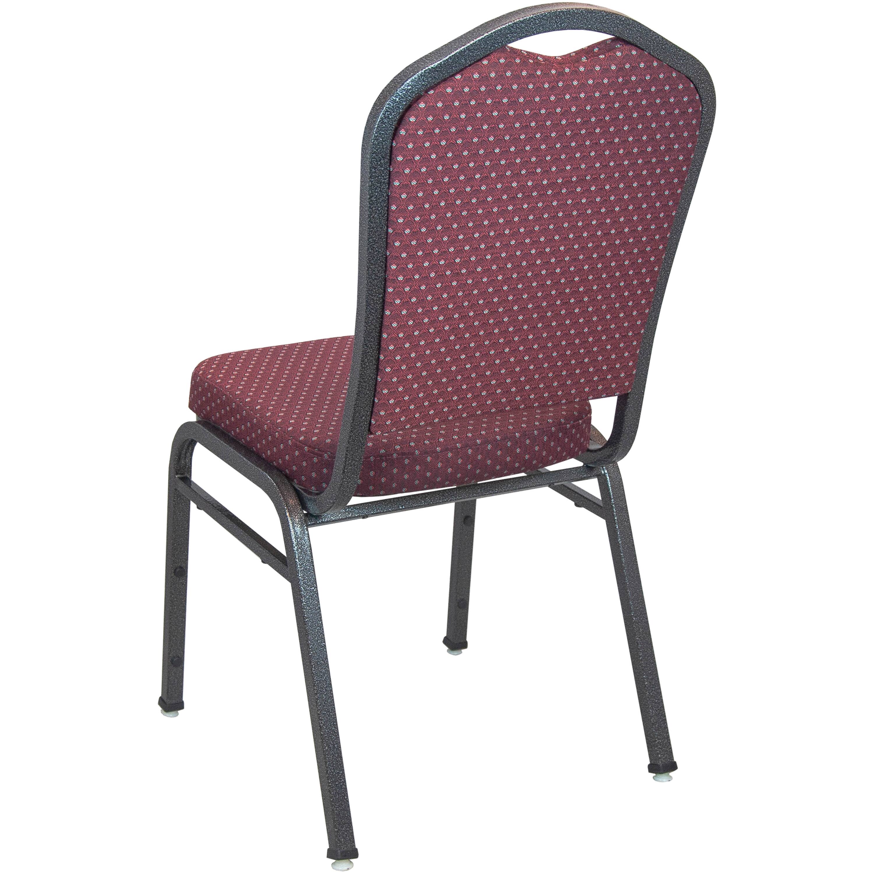 Alt View 1. Emma + Oliver - Premium Crown Back Banquet Chair - Burgundy Patterned Fabric/Silver Vein Frame.