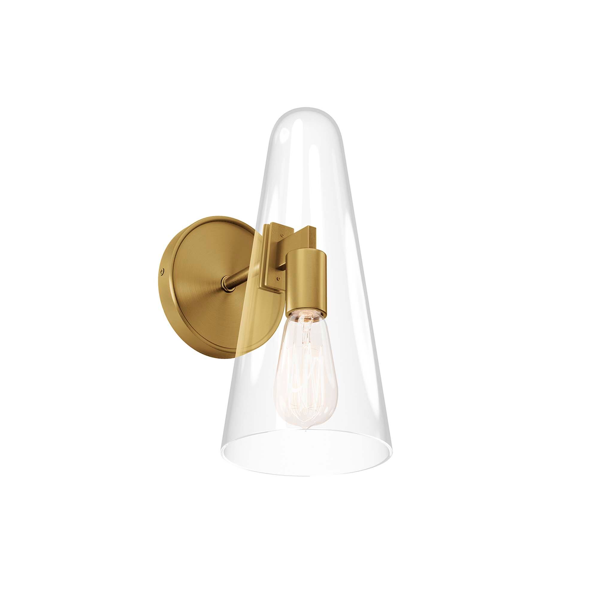Alt View 2. Modway - Beacon 1-Light Wall Sconce by Modway - Clear Satin Brass.