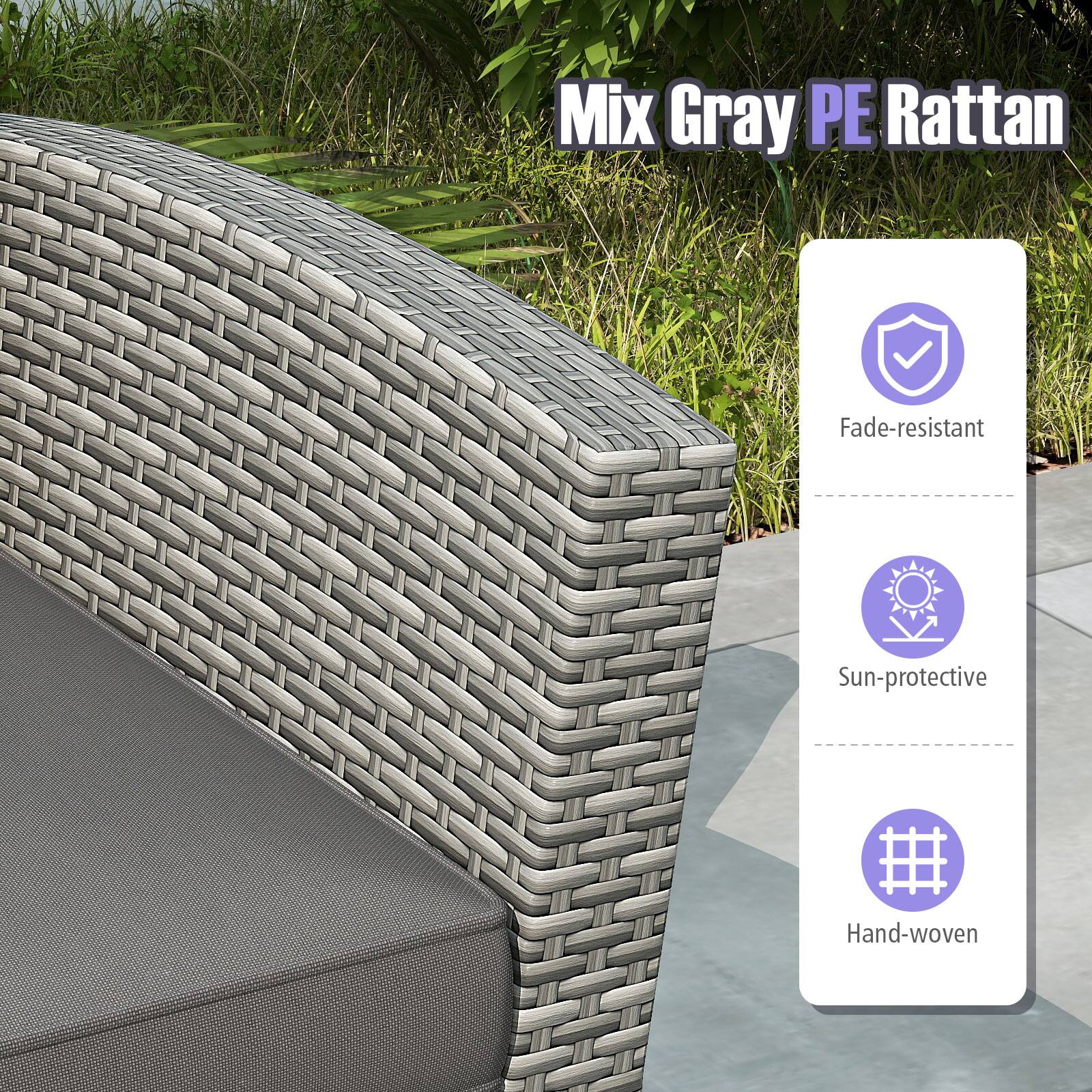 Mix Gray PE Rattan Fade-resistant Sun-protective Hand-woven