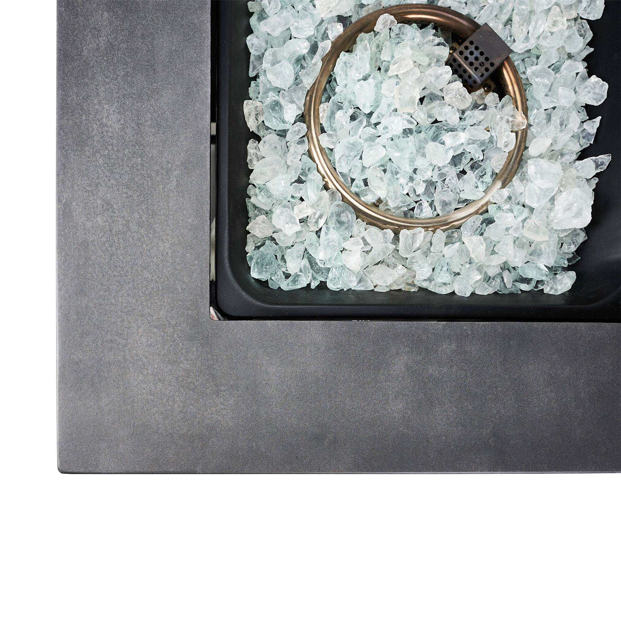 Alt View 5. Endless Summer - Endless Summer Charles 30 Inch Square Outdoor UV Printed LP Gas Fire Pit Table - Gray.