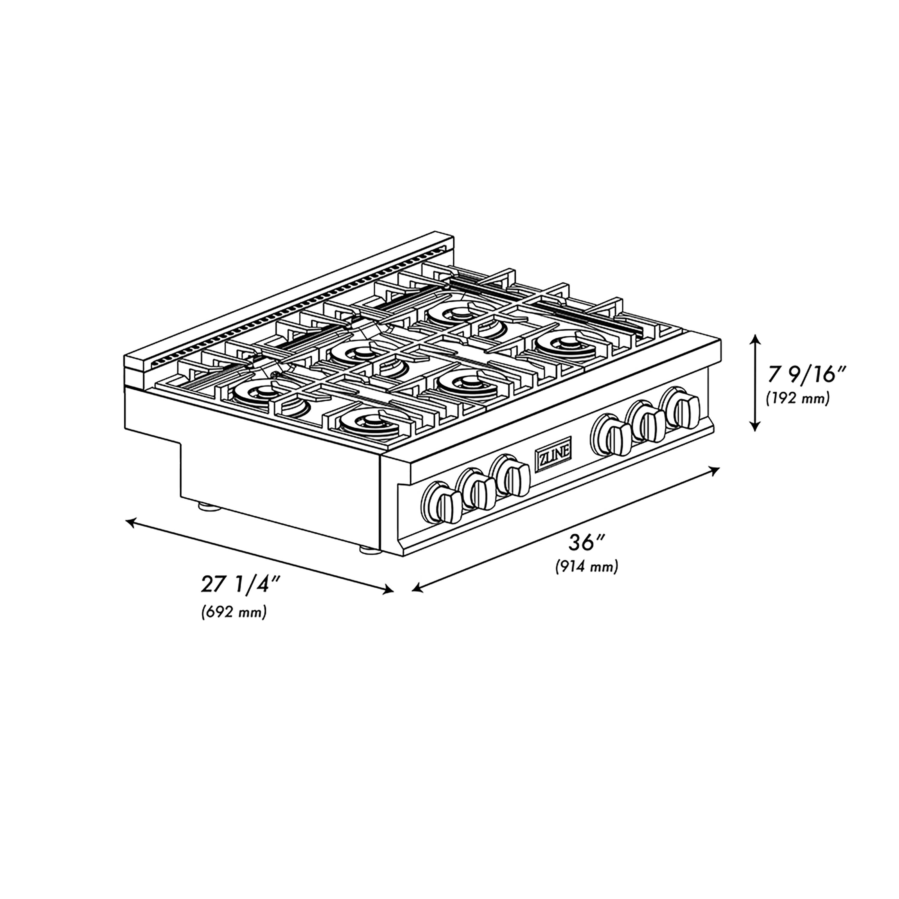 C C C ZLINE  
7 9/16" (192 mm)  
27 1/4" (692 mm)  
36" (914 mm)