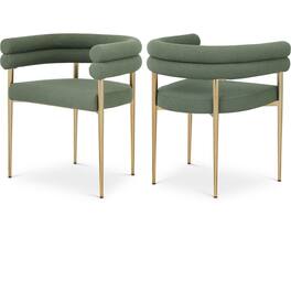 Meridian Furniture - Brielle Boucle Fabric Dining Chair, Set of 2 - Green