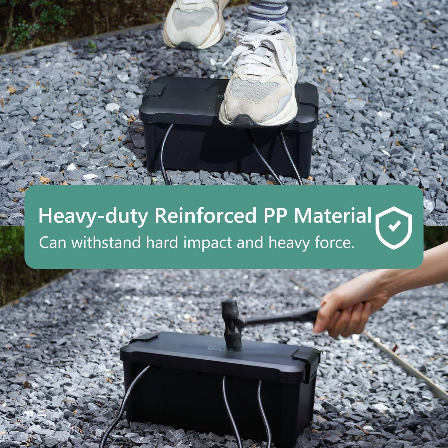 Heavy-duty Reinforced PP Material  
Can withstand hard impact and heavy force.