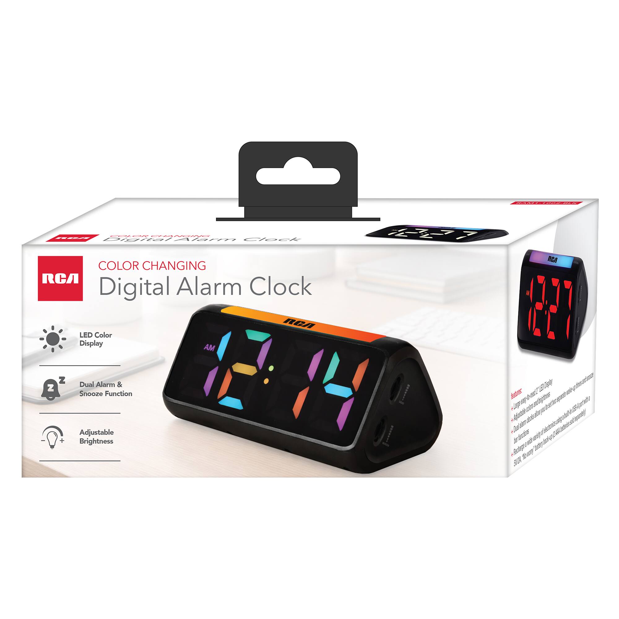 mca  
COLOR CHANGING RCA Digital Alarm Clock  
COLOR CHANGING RCA Digital Alarm Clock RCA LED Color Display AM  
RCA  
2  
+  
Dual Alarm & Snooze Function Adjustable Brightness  
Ventures ml caloria Large 100mg Qualator Adistre com fartuctos Jar Carby take poure,