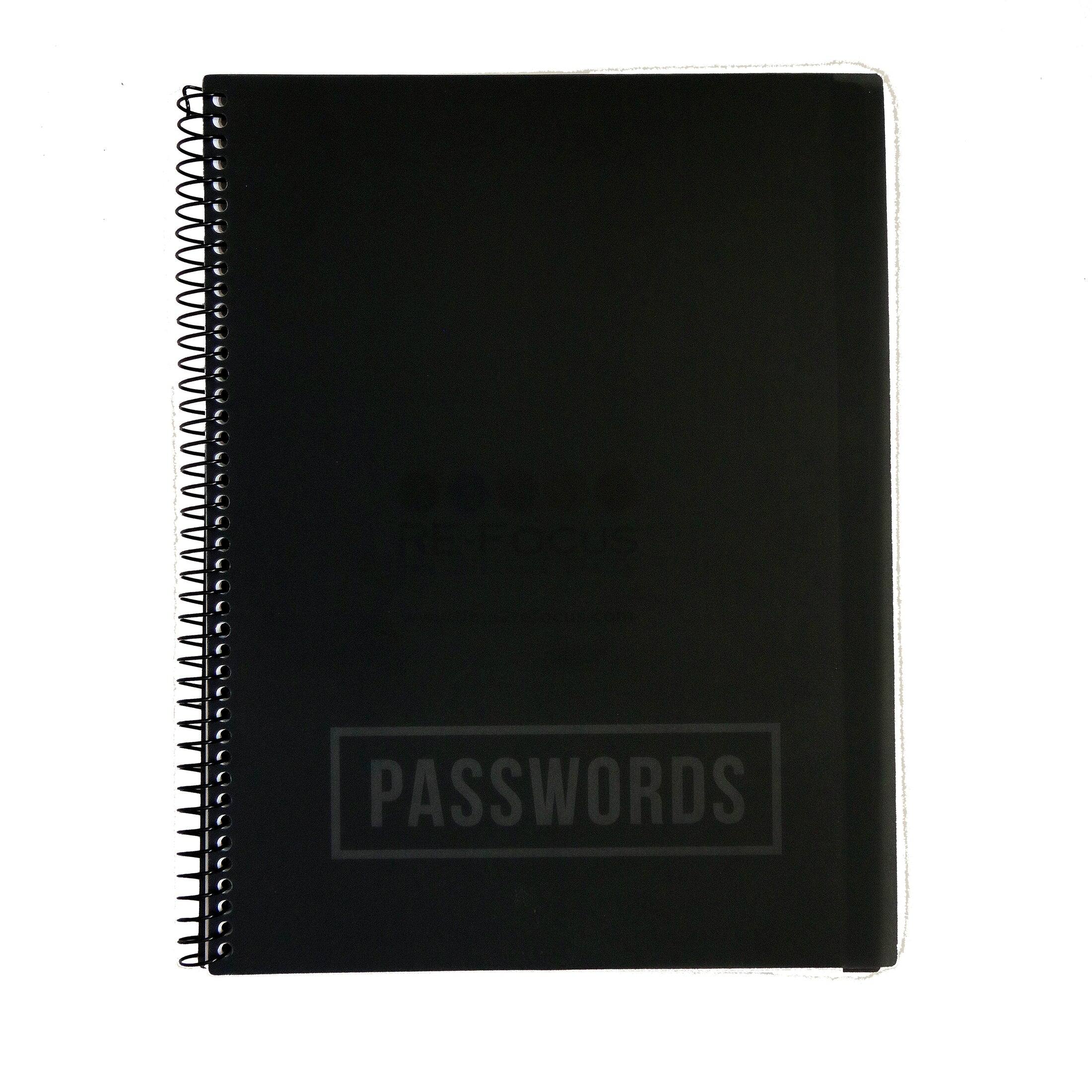 RE-FOCUS THE CREATIVE OFFICE - Large Password Keeper Book, Black, 7.5 in x 10 in, 96 Pages