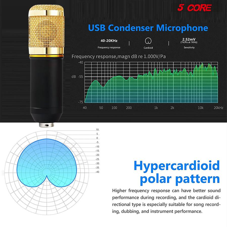 Core Microphone 5 CORE Recording Microphone Podcast Bundle Professional Condenser ...