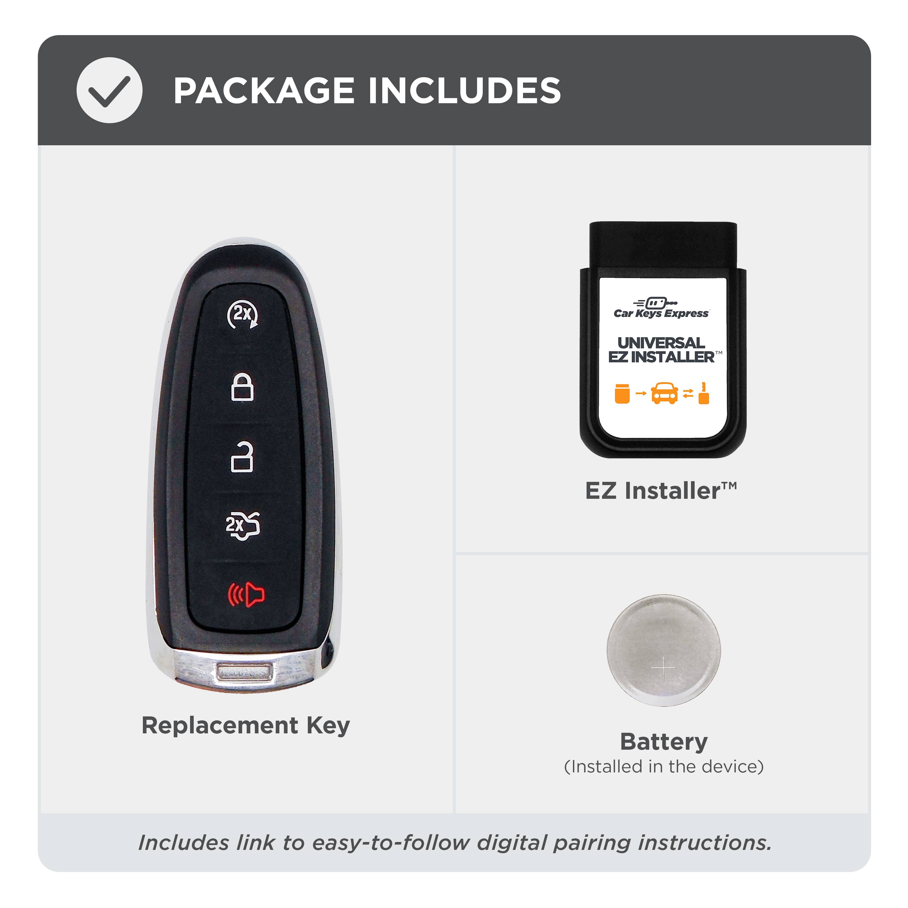 PACKAGE INCLUDES

- 2x Replacement Key
- UNIVERSAL EZ INSTALLER™
- Battery (Installed in the device)

Includes link to easy-to-follow digital pairing instructions.