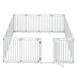 Gymax - 2PCS Indoor Outdoor Dog Playpen w/Door Lock 31.5'' Height 16 Panels for RV Camping - White
