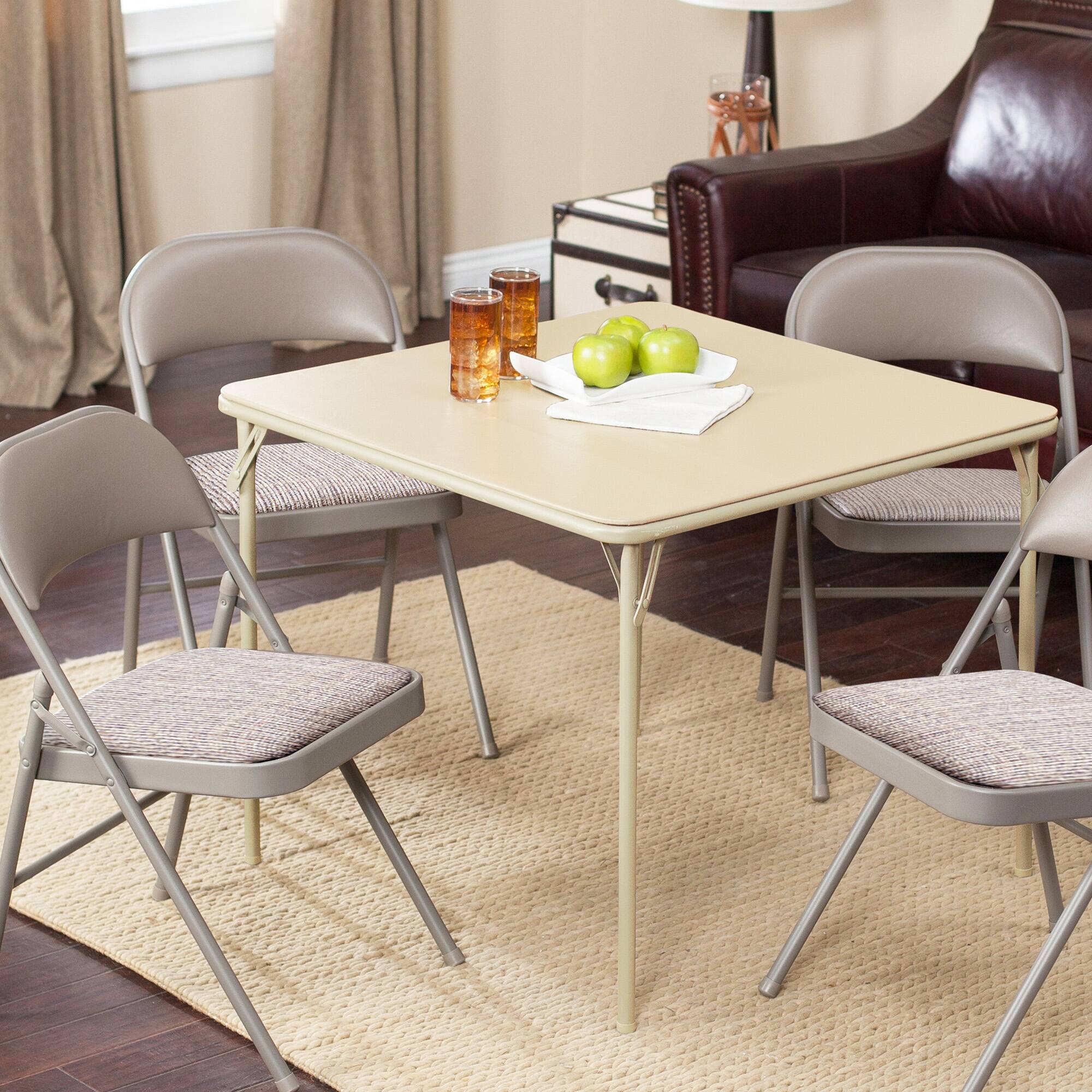 Alt View 2. MECO - MECO Sudden Comfort 34 x 34 Inch Square Metal Folding Dining Card Table, Buff - Buff.