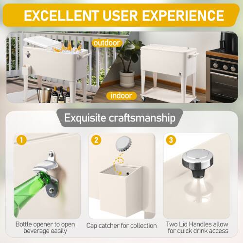 EXCELLENT USER EXPERIENCE

outdoor
indoor

Exquisite craftsmanship

1. Bottle opener to open beverage easily
2. Cap catcher for collection
3. Two Lid Handles allow for quick drink access