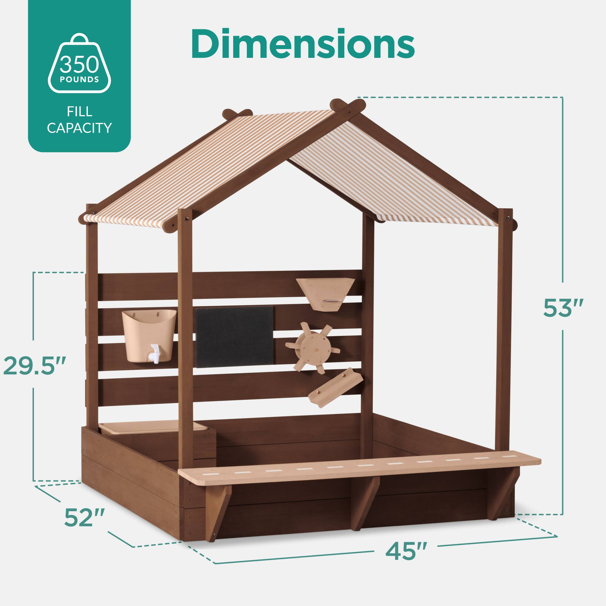 350 POUNDS  
FILL CAPACITY  
Dimensions  
53" x 29.5" x 52" x 45"