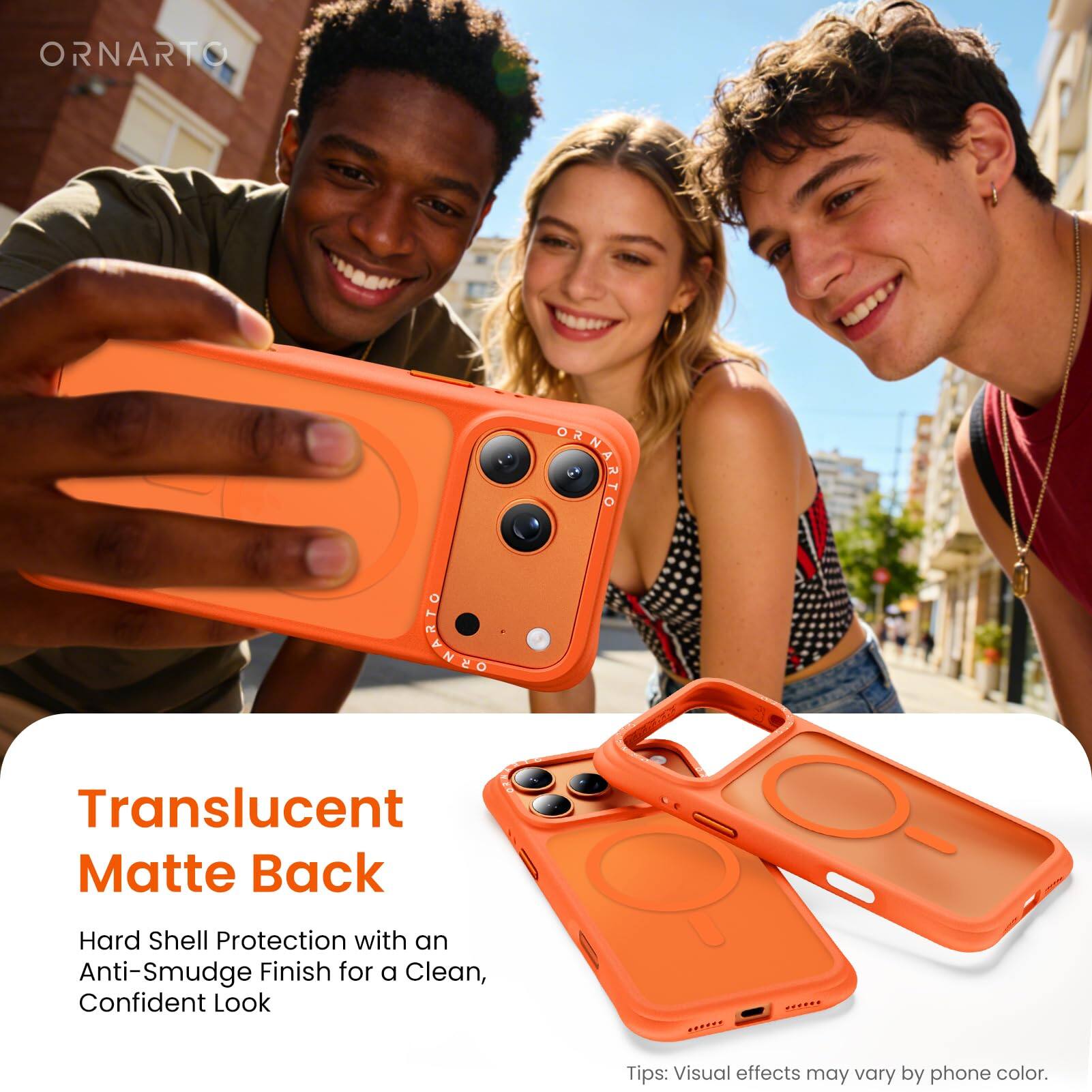 ORNARTO Translucent Matte Back Hard Shell Protection with an Anti-Smudge Finish for a Clean, Confident Look

Tips: Visual effects may vary by phone color.