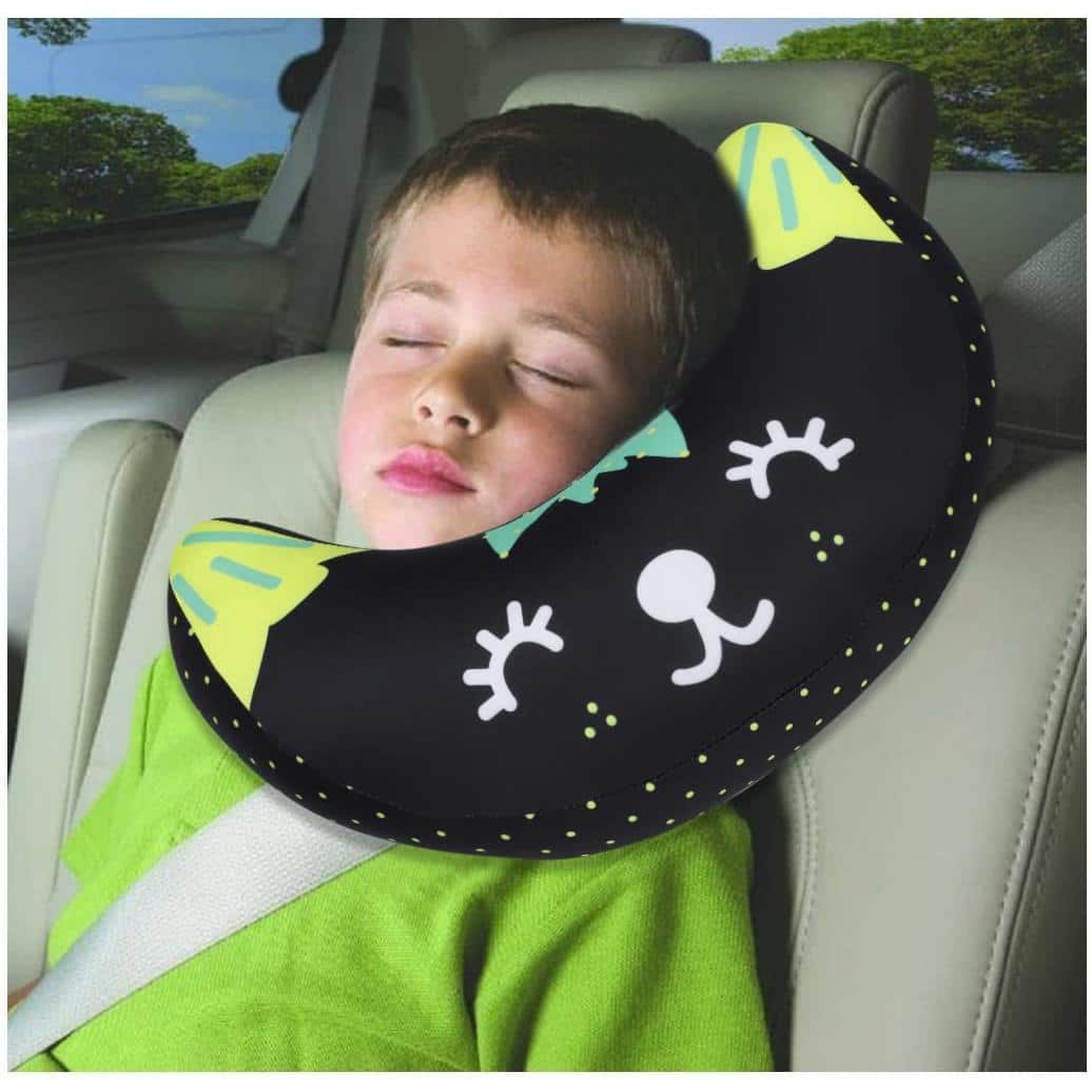Pacoar Cade - Seat Belt Pillow Soft Car Neck Support Pad Safety Strap Cover Headrest Travel Cushion For Auto Airplane Pushchair High - Black