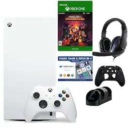 Xbox Series X Digital White Console with Minecraft Dungeons Game & Accessories - Xbox