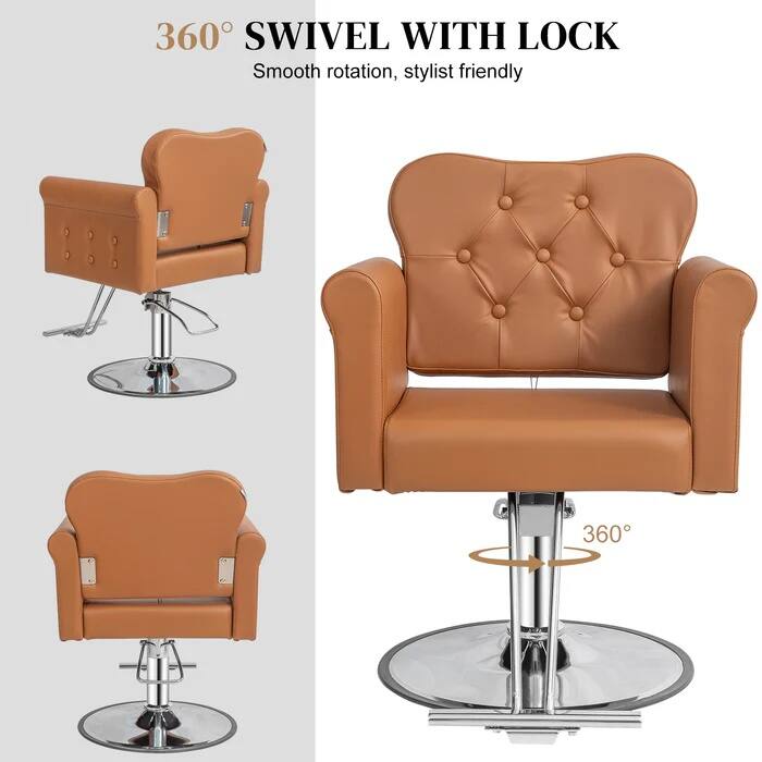 360° SWIVEL WITH LOCK  
Smooth rotation, stylist friendly