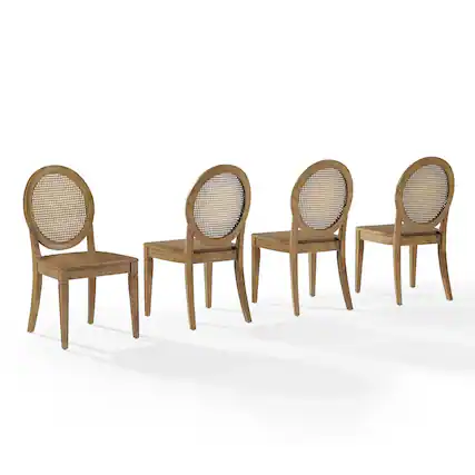 Front. Crosley Furniture - Katia 4-Piece Cane-Back Dining Chair Set In Driftwood - Brown.