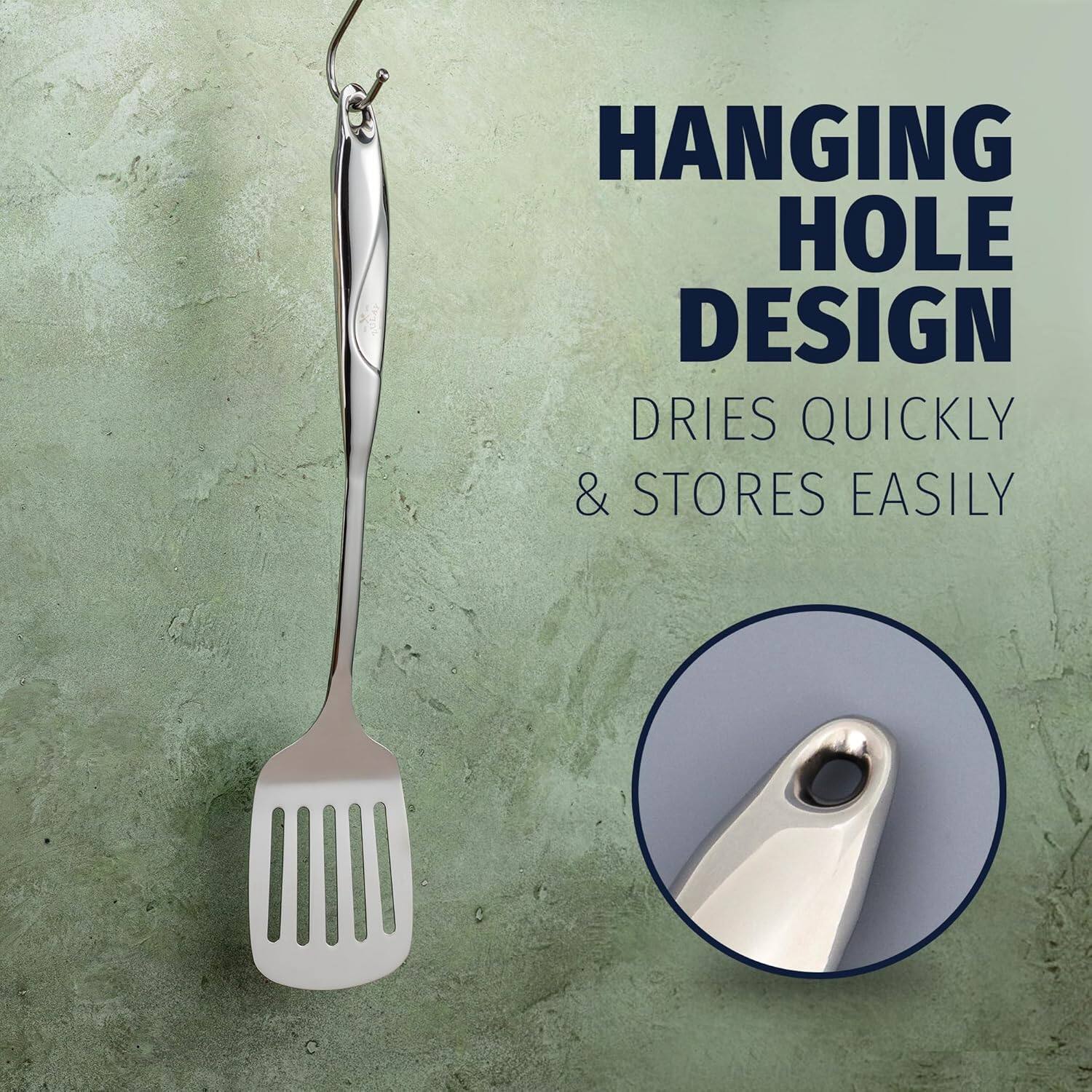 HANGING HOLE DESIGN  
DRIES QUICKLY & STORES EASILY