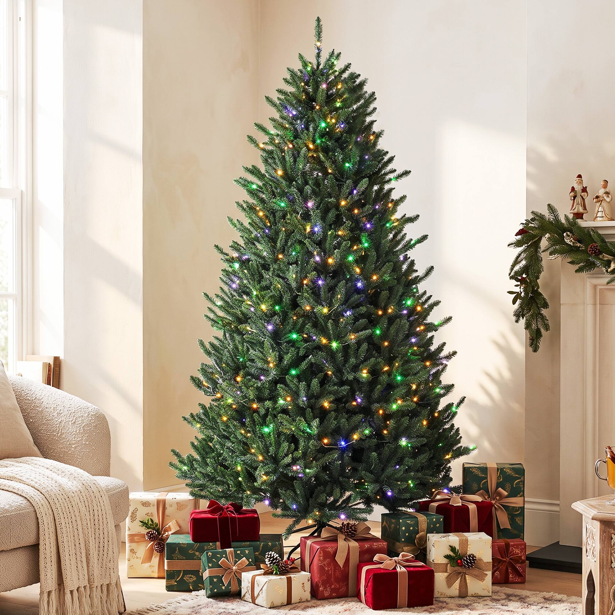 Alt View 1. Homcom - Prelit Christmas Tree, Colorado Blue Spruce, Easy Plug - Green.