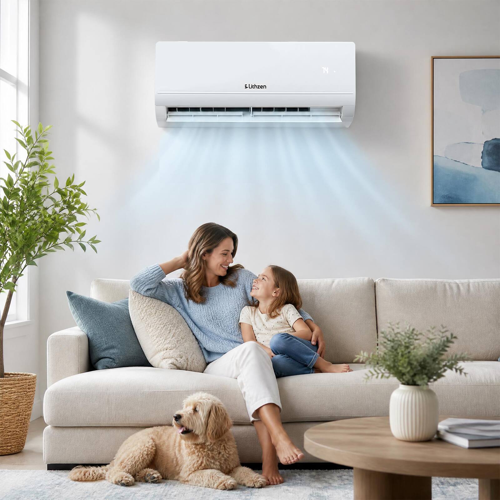 Alt View 3. Lithzen - Lithzen 12000 BTU Mini Split AC/Heating System with 1 Ton Heat Pump & Installation Kit 115V - White.