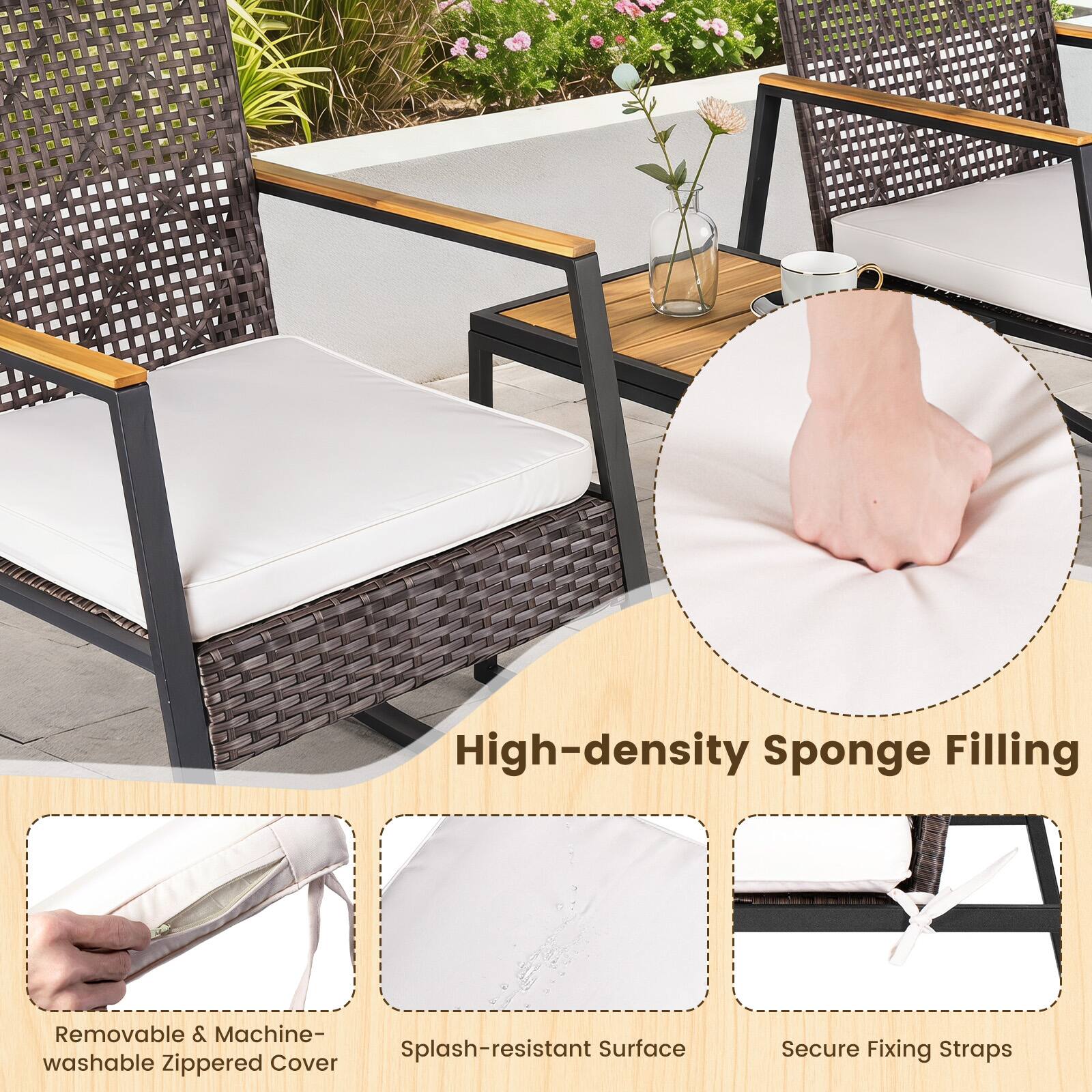 High-density Sponge Filling  
Removable & Machine-washable Zippered Cover  
Splash-resistant Surface  
Secure Fixing Straps