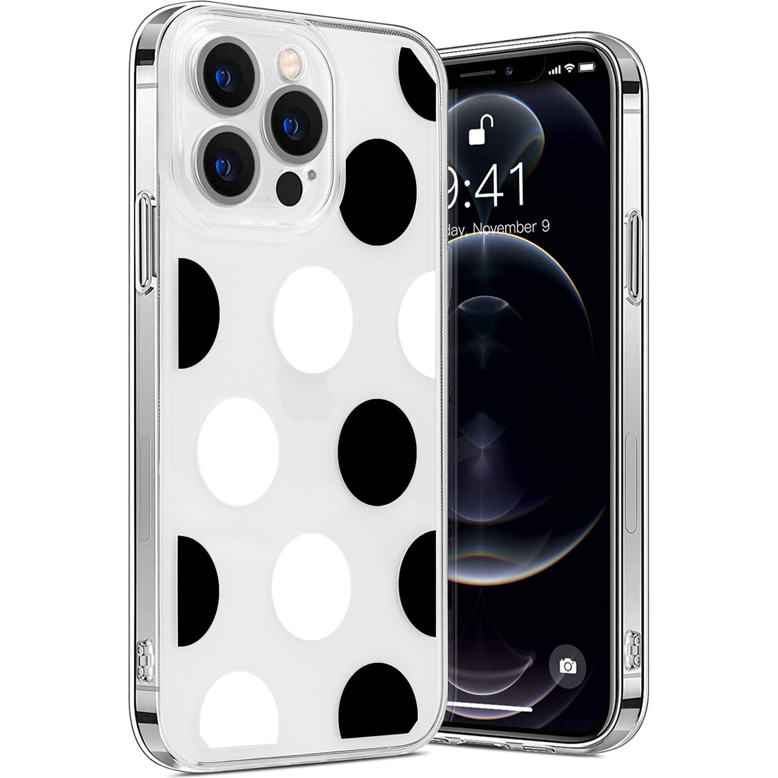 Alt View 11. SaharaCase - PolkaDot Hybrid-Flex Hard Shell Case for Apple iPhone 14 Pro Max - Clear/Black/White.