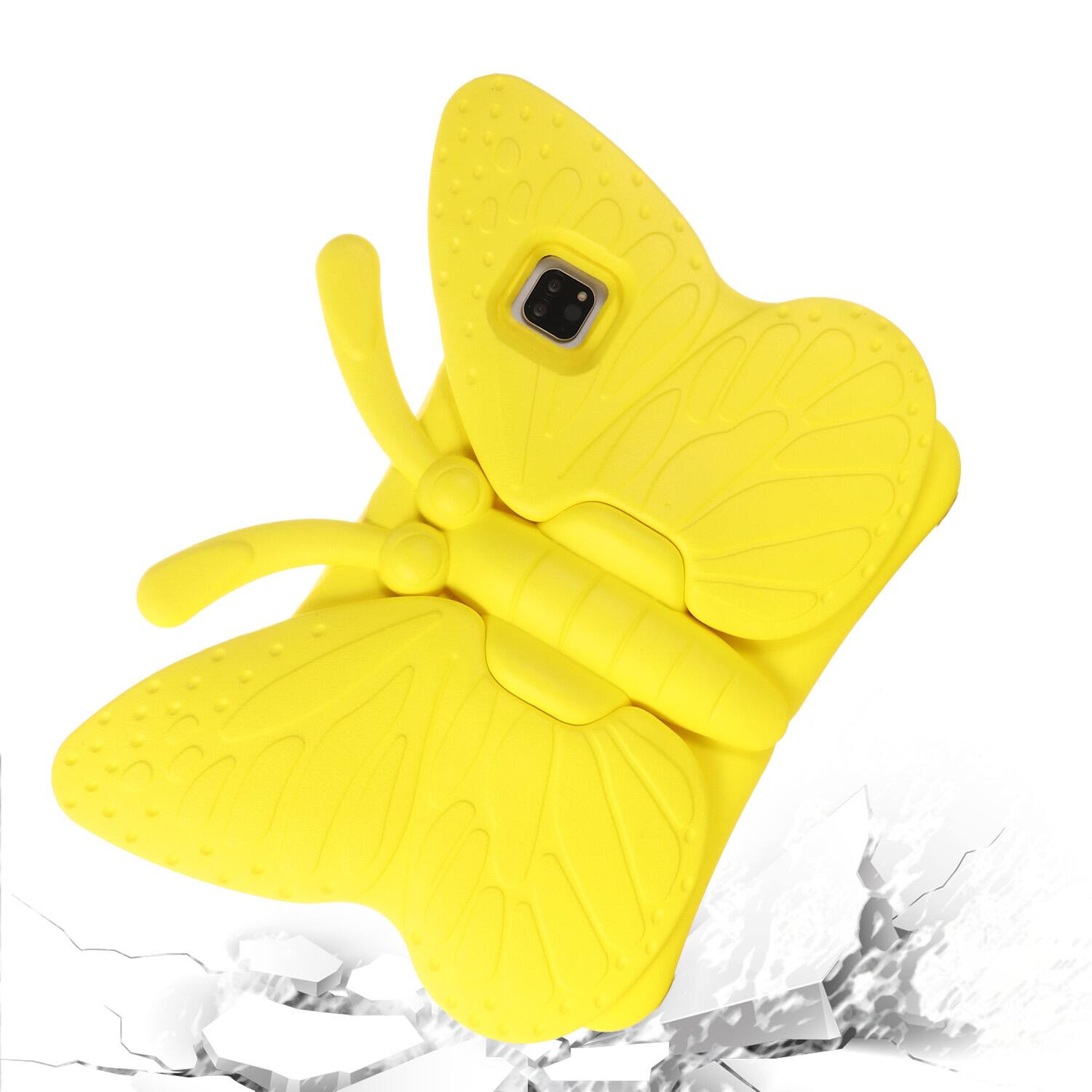 Angle. Dteck - For Universal 8-inch Tablet Kid Case Butterfly Kickstand Light EVA Full Body Drop Protective Cover - Yellow.