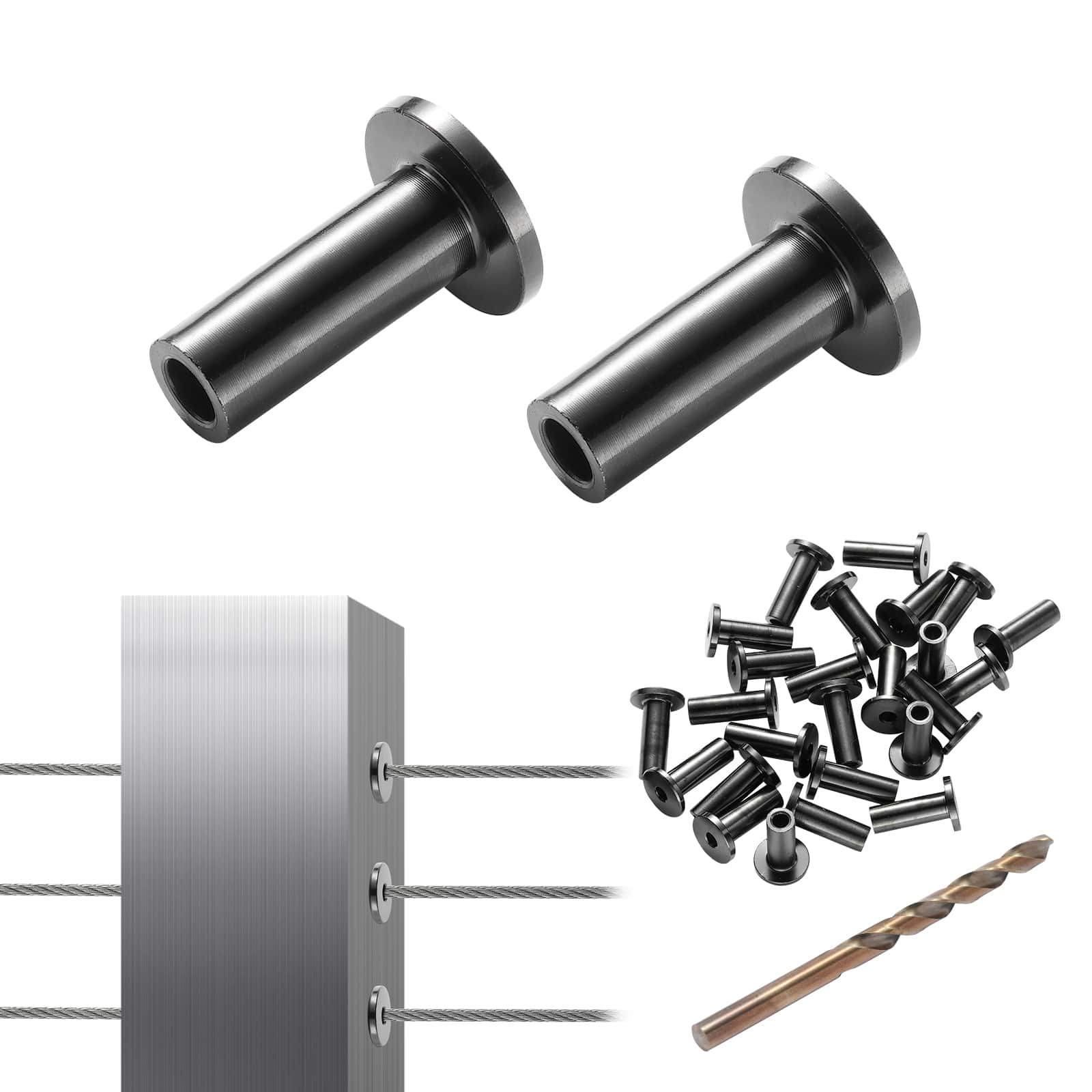 "VEVOR - 101 Pack T316 Stainless Steel Protector Sleeves for 1/8"" Wire Rope Cable Railing, DIY Balustrade T316 Marine Grade - Black" price history on PriceWatchPro